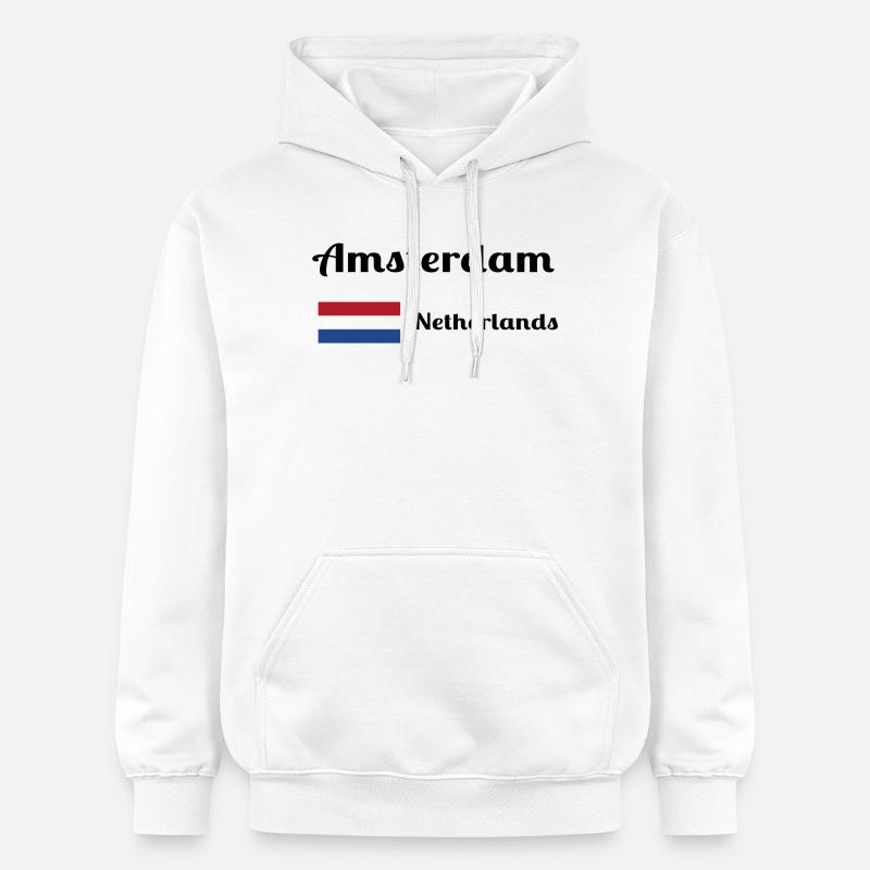Amsterdam, Pays-Bas - Imprimés élégants - Sweat à capuche Softstyle® Gildan Unisexe - blanc