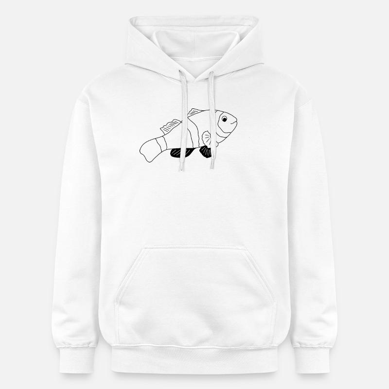 Poisson-clown - Graphique noir et blanc - Sweat à capuche Softstyle® Gildan Unisexe - blanc