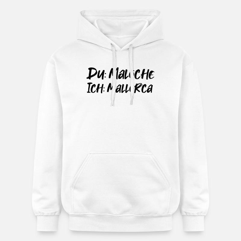 Du: Maloche Ich: Mallorca - Gildan Unisex Softstyle® Midweight Hoodie - Weiß