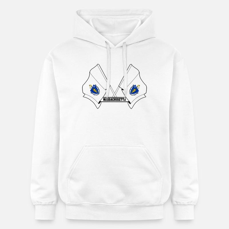 Deux drapeaux texte MASSACHUSETTS - Sweat à capuche Softstyle® Gildan Unisexe - blanc