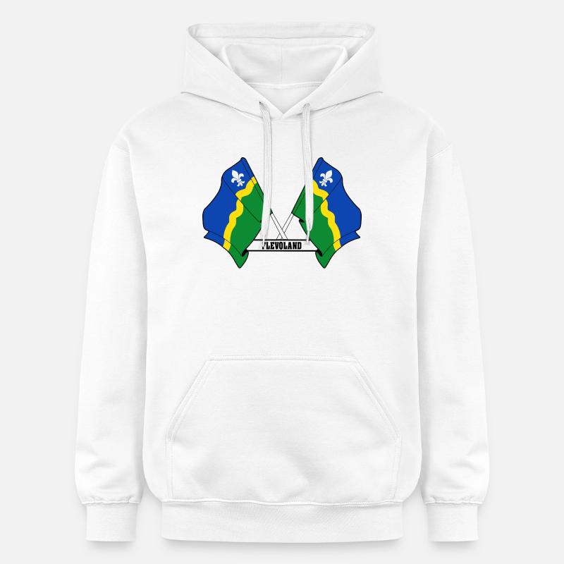 Deux drapeaux texte FLEVOLAND - Sweat à capuche Softstyle® Gildan Unisexe - blanc