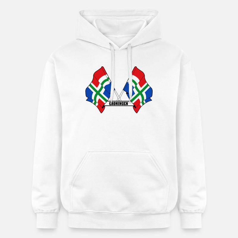 Deux drapeaux texte GRONINGEN - Sweat à capuche Softstyle® Gildan Unisexe - blanc