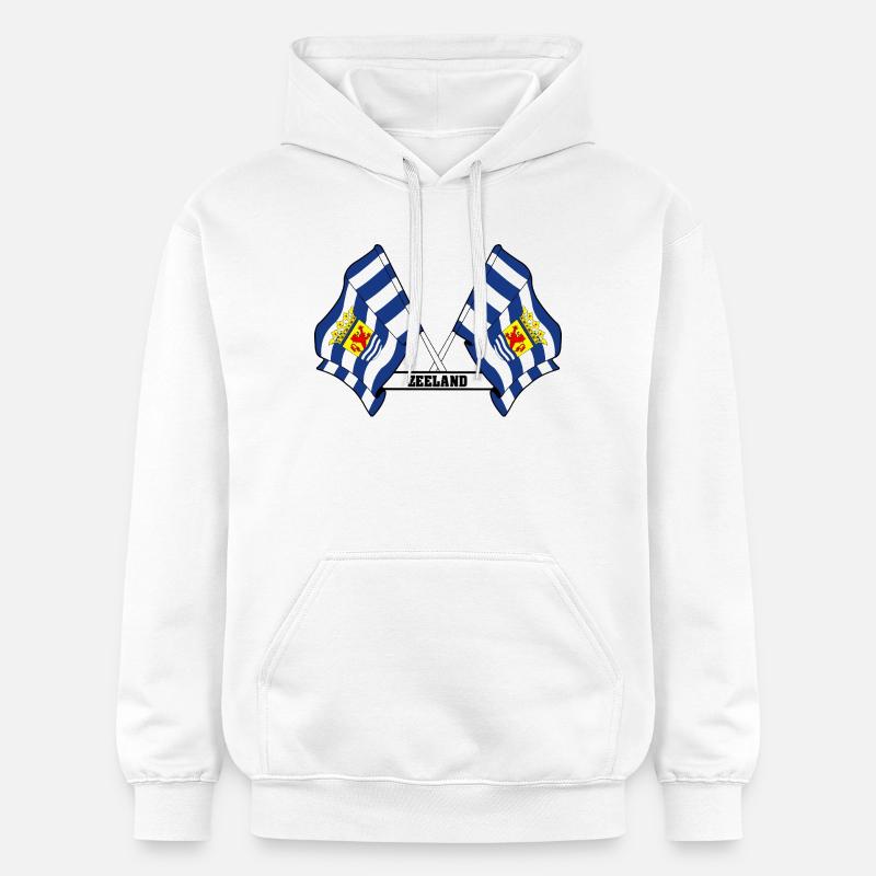 Deux drapeaux texte ZEELAND - Sweat à capuche Softstyle® Gildan Unisexe - blanc