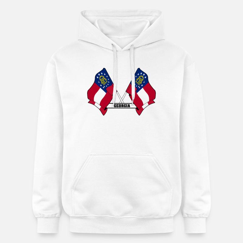 Deux drapeaux texte GÉORGIE - Sweat à capuche Softstyle® Gildan Unisexe - blanc