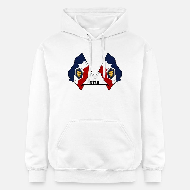 Texte à deux drapeaux UTAH - Sweat à capuche Softstyle® Gildan Unisexe - blanc