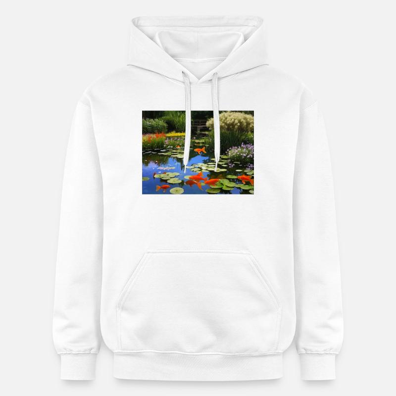 Poissons koï dans des eaux tranquilles - Sweat à capuche Softstyle® Gildan Unisexe - blanc