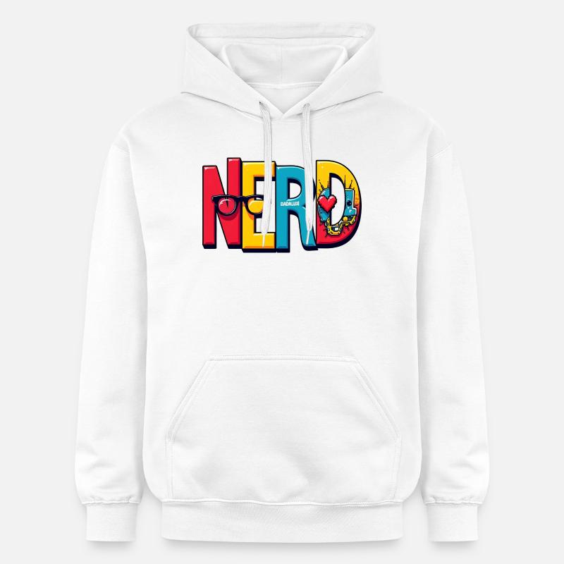 Nerd Chromatique Typographie 3D - Sweat à capuche Softstyle® Gildan Unisexe - blanc