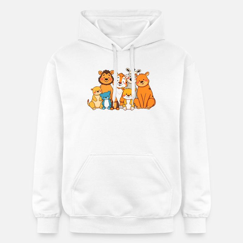 Playful Animal Family Comic Design - Gildan Unisex Softstyle® Midweight Hoodie - white