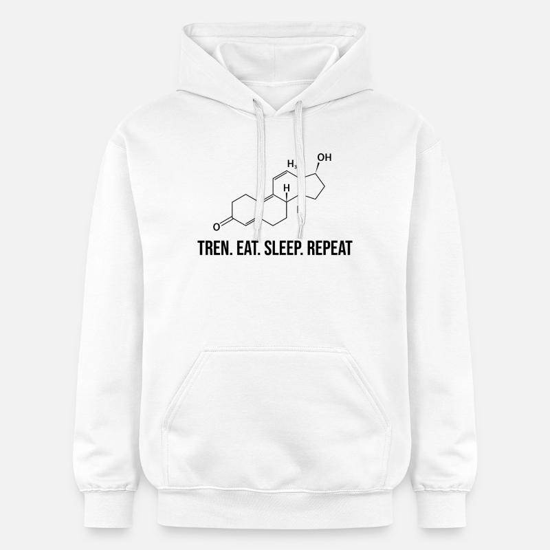 Tren. Manger. Dormir. Répéter - Sweat à capuche Softstyle® Gildan Unisexe - blanc