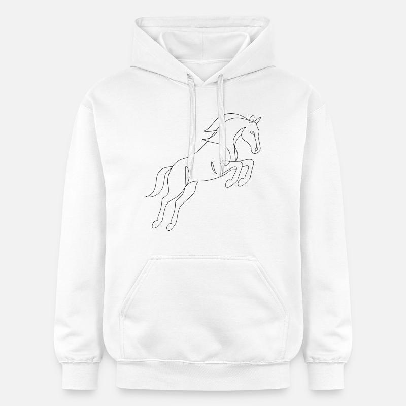Dessin au trait - Cheval - Sweat à capuche Softstyle® Gildan Unisexe - blanc