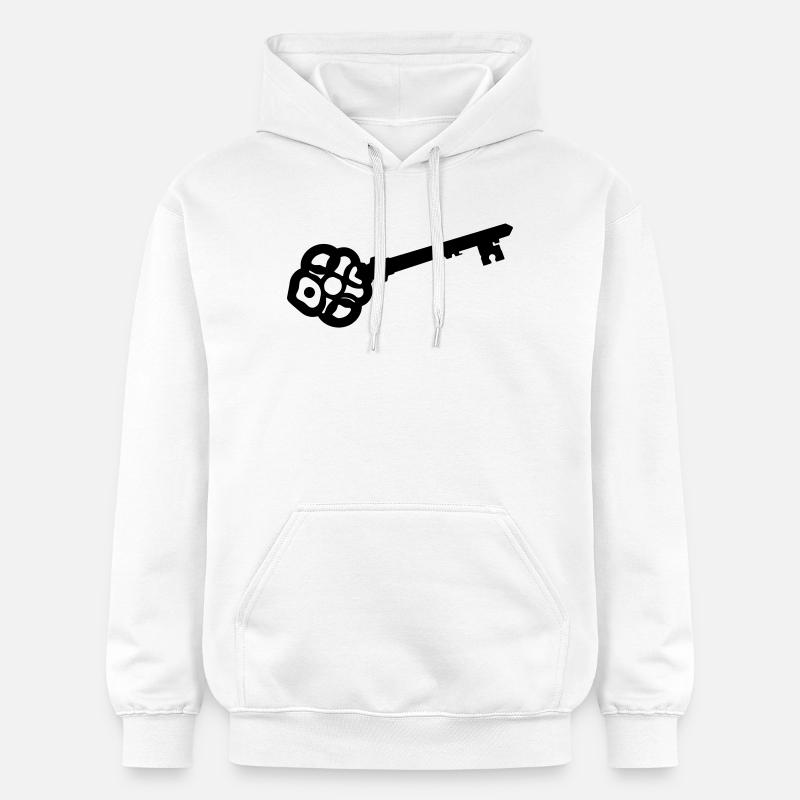 Silhouette de clé squelette ornée - Sweat à capuche Softstyle® Gildan Unisexe - blanc