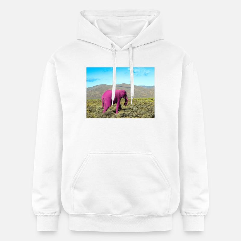 Éléphant rose dans la savane déserte - Sweat à capuche Softstyle® Gildan Unisexe - blanc
