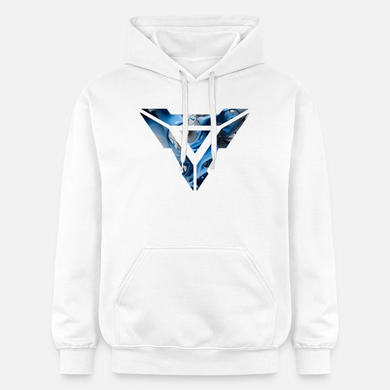 Abstract Blue Fluid Triangular Design - Gildan Unisex Softstyle® Midweight Hoodie - white