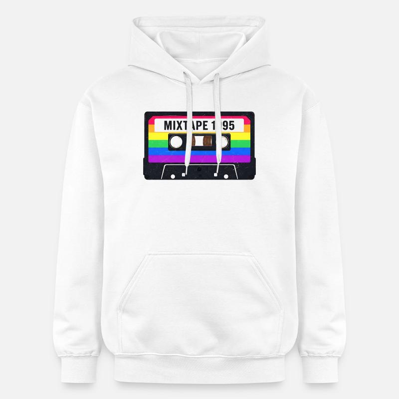 Cassette Mixtape 80s 90s Nostalgie - Sweat à capuche Softstyle® Gildan Unisexe - blanc