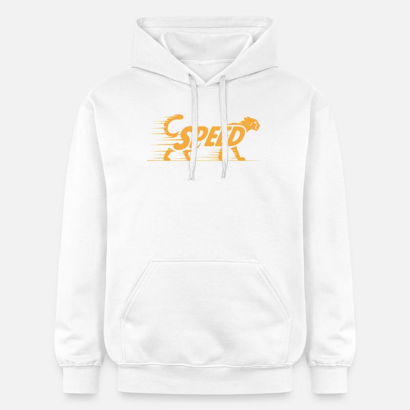 Cheetah Speed - Logo de chat cool - Sweat à capuche Softstyle® Gildan Unisexe - blanc