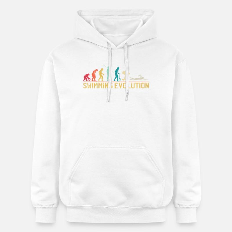 Illustration de l'évolution de la natation - Sweat à capuche Softstyle® Gildan Unisexe - blanc