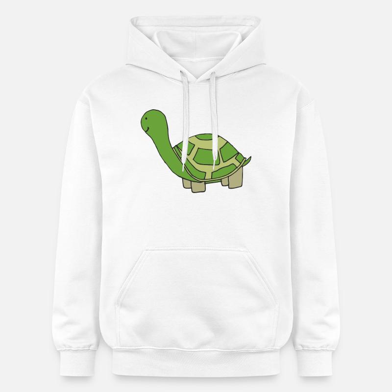 Illustration d'une tortue joueuse - Sweat à capuche Softstyle® Gildan Unisexe - blanc