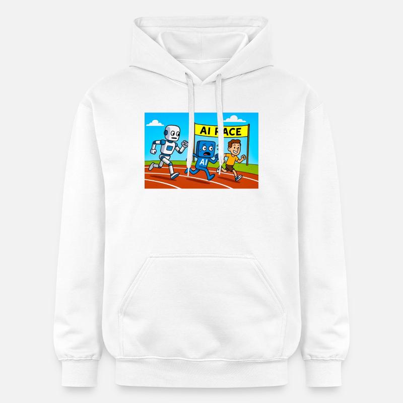 IA course course dessin animé - Sweat à capuche Softstyle® Gildan Unisexe - blanc