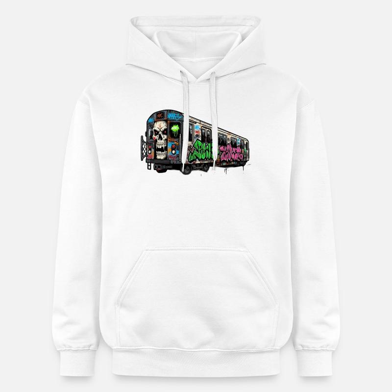 Graffitis sur le trafic du métro - Sweat à capuche Softstyle® Gildan Unisexe - blanc