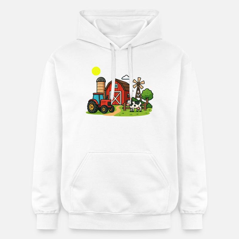 Illustration de scènes de ferme rurale - Sweat à capuche Softstyle® Gildan Unisexe - blanc