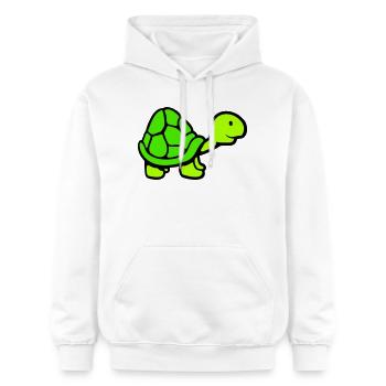 Schildkröte langer Hals lächelt glücklich lustig - Gildan Unisex Softstyle® Midweight Hoodie - Weiß - Vorne - Liana (172cm) & Jaron (178cm)