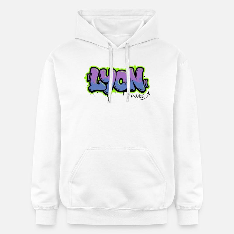 Lettrage graffiti Lyon - Sweat à capuche Softstyle® Gildan Unisexe - blanc