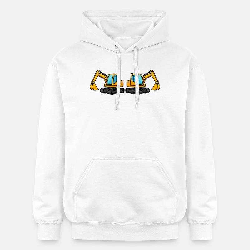 Silhouette de machine de construction double - Sweat à capuche Softstyle® Gildan Unisexe - blanc