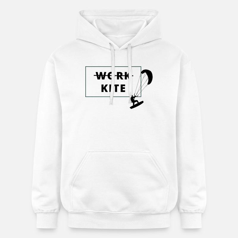 Kitesurf, pas de travail - kite - Sweat à capuche Softstyle® Gildan Unisexe - blanc