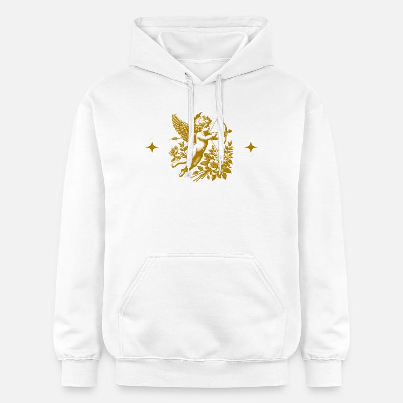 Cupid Doré et Fleurs - Sweat à capuche Softstyle® Gildan Unisexe - blanc