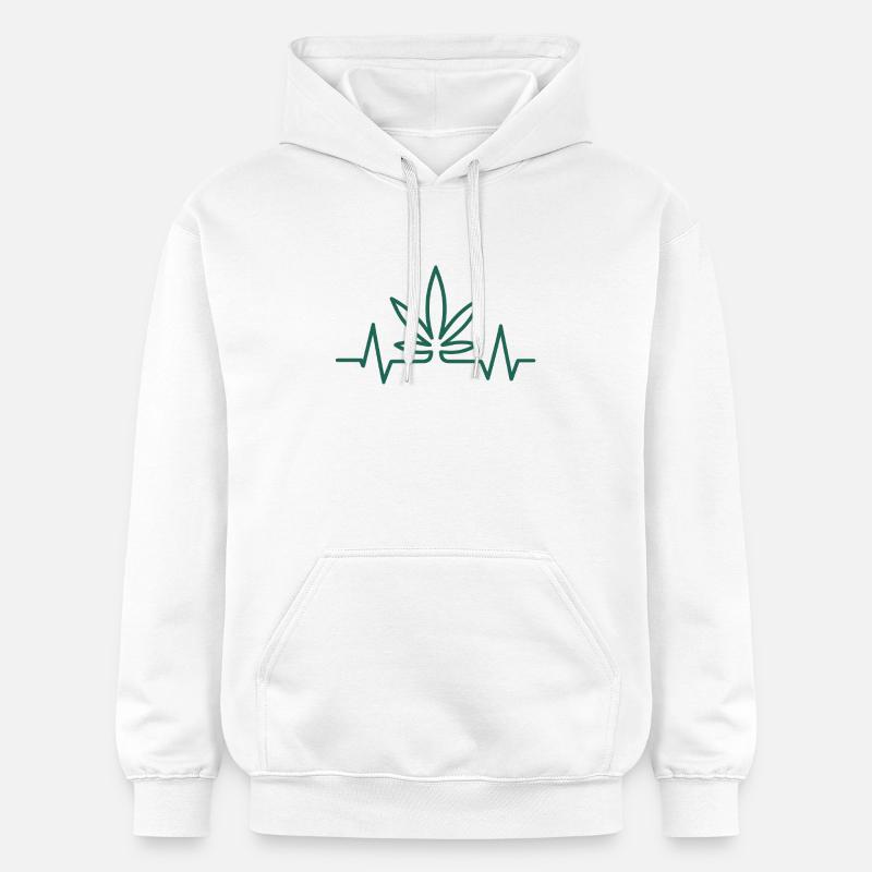 Battement de cœur Feuille de chanvre - Sweat à capuche Softstyle® Gildan Unisexe - blanc