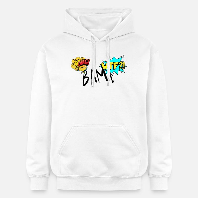 Bande dessinée explosive OMG WTF Exclamations - Sweat à capuche Softstyle® Gildan Unisexe - blanc