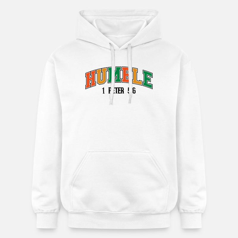 Humble texte arc-en-ciel incurvé - Sweat à capuche Softstyle® Gildan Unisexe - blanc