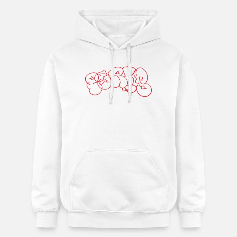 Graffiti rouge Bubble Paris Lettering - Sweat à capuche Softstyle® Gildan Unisexe - blanc
