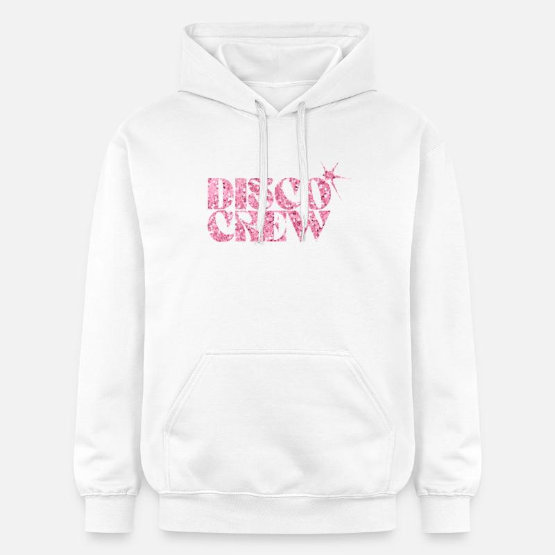 Disco Crew Logo à paillettes roses - Sweat à capuche Softstyle® Gildan Unisexe - blanc