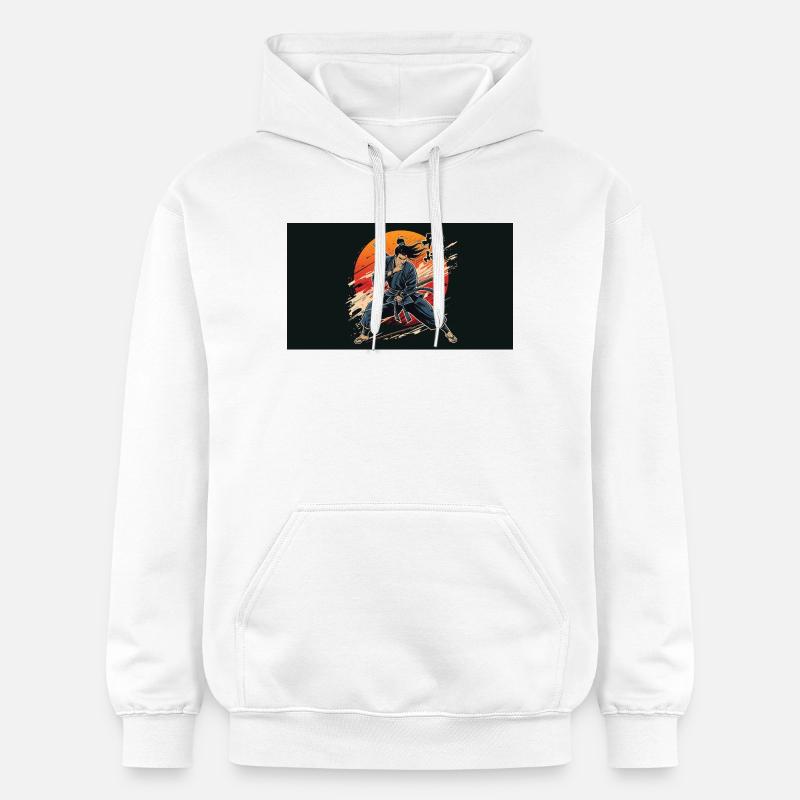 Samouraï au coucher du soleil - Sweat à capuche Softstyle® Gildan Unisexe - blanc