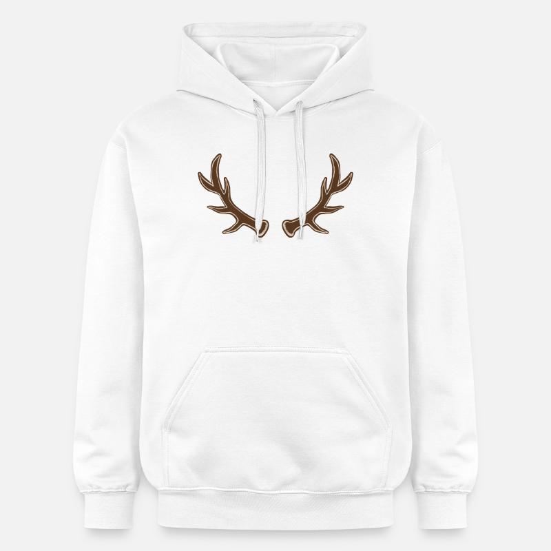 Rustic Antler Silhouette - Gildan Unisex Softstyle® Midweight Hoodie - white