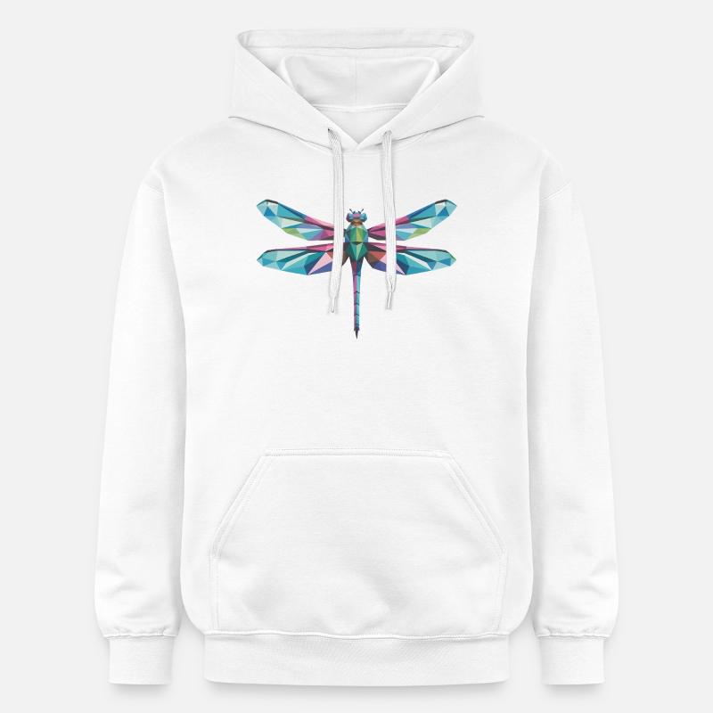 Libellule - Logo Low Poly cool - Sweat à capuche Softstyle® Gildan Unisexe - blanc