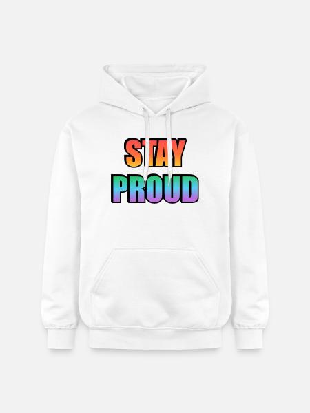 Stay Proud Gradient Text Design - Gildan Unisex Softstyle® Midweight Hoodie - white