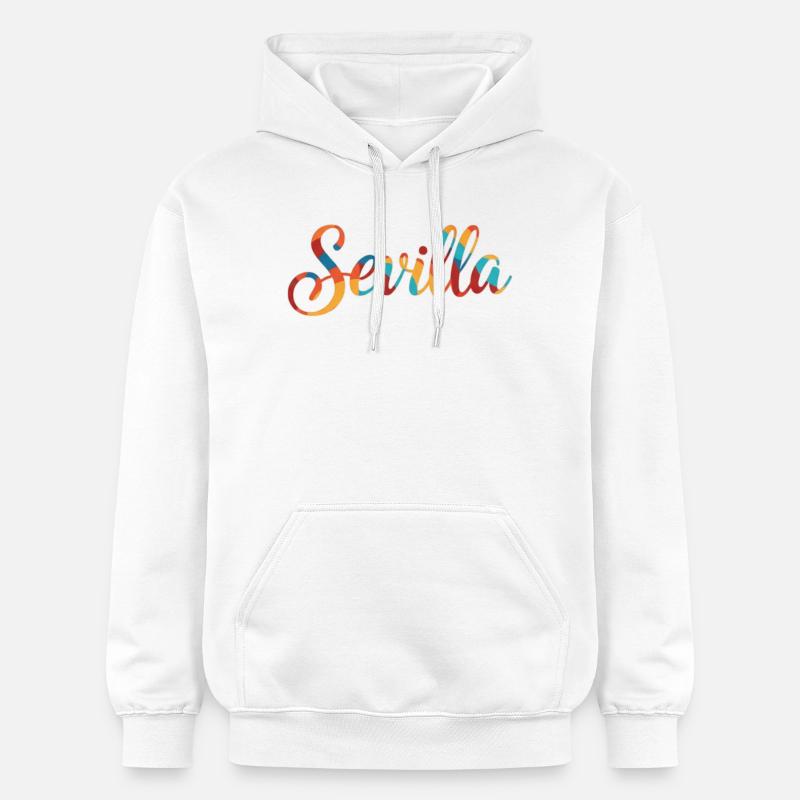 Sevilla Regenbogen Script - Gildan Unisex Softstyle® Midweight Hoodie - Weiß