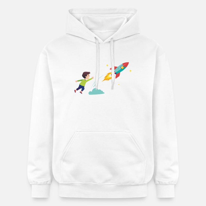 Kid Rocket Launch Adventure - Sweat à capuche Softstyle® Gildan Unisexe - blanc