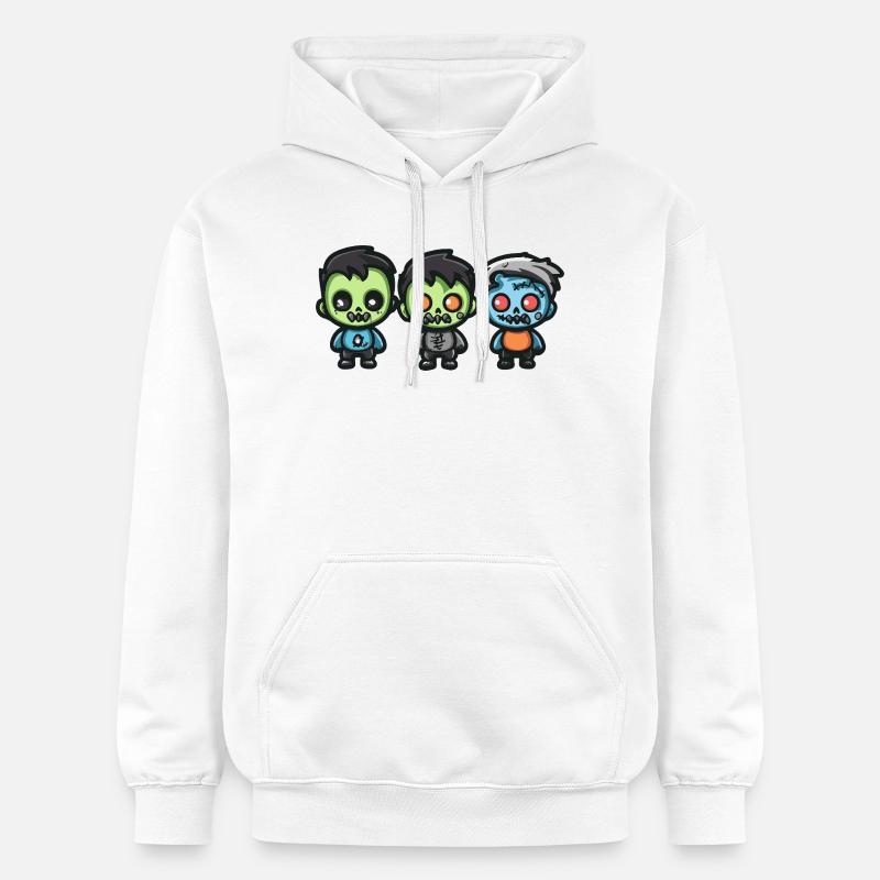 Zombies Halloween Bande dessinée mignonne - Sweat à capuche Softstyle® Gildan Unisexe - blanc