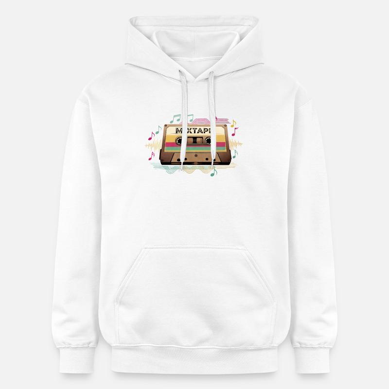 Mixtape rétro NeonNotes - Sweat à capuche Softstyle® Gildan Unisexe - blanc