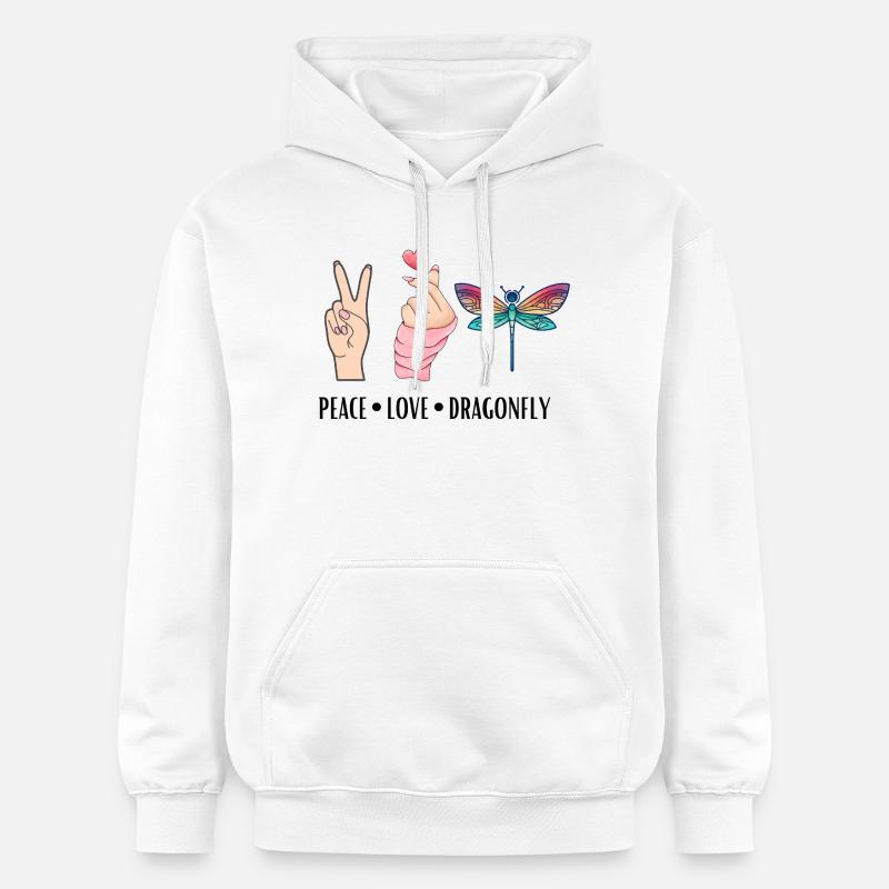 Libellule paix Amour Et Libellules - Sweat à capuche Softstyle® Gildan Unisexe - blanc