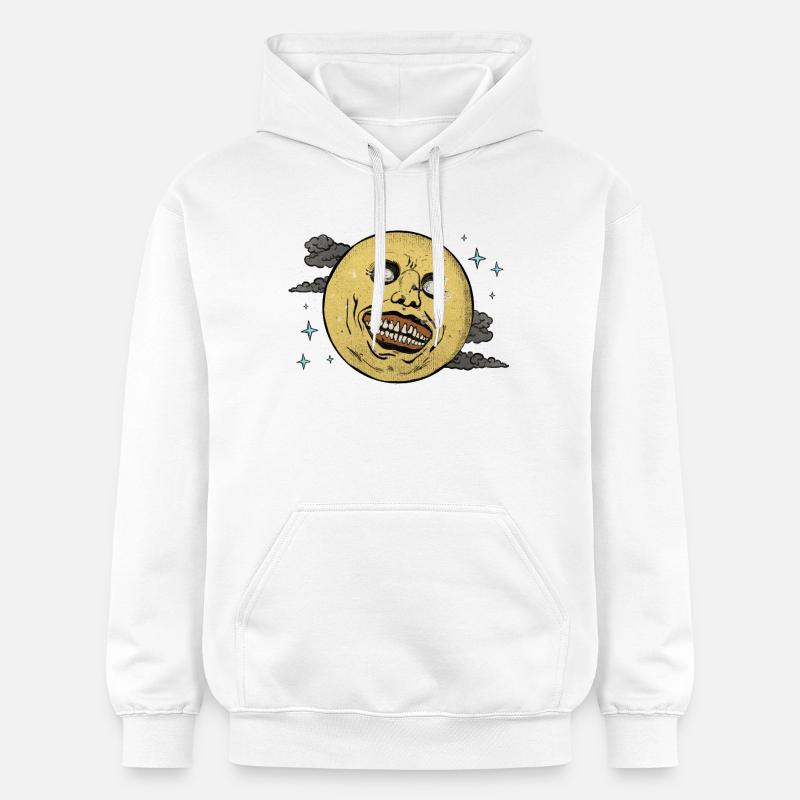 Lune rieuse dans le ciel étoilé - Sweat à capuche Softstyle® Gildan Unisexe - blanc