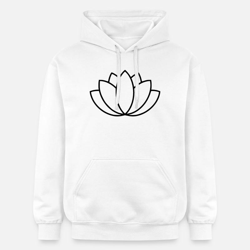 Fleur de lotus dessin au trait - Sweat à capuche Softstyle® Gildan Unisexe - blanc