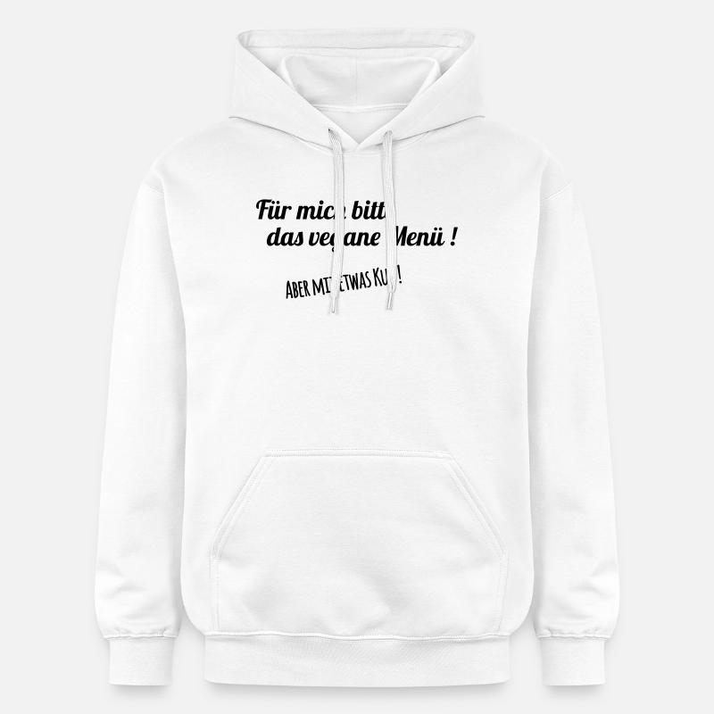 Végétalien avec vache - Sweat à capuche Softstyle® Gildan Unisexe - blanc