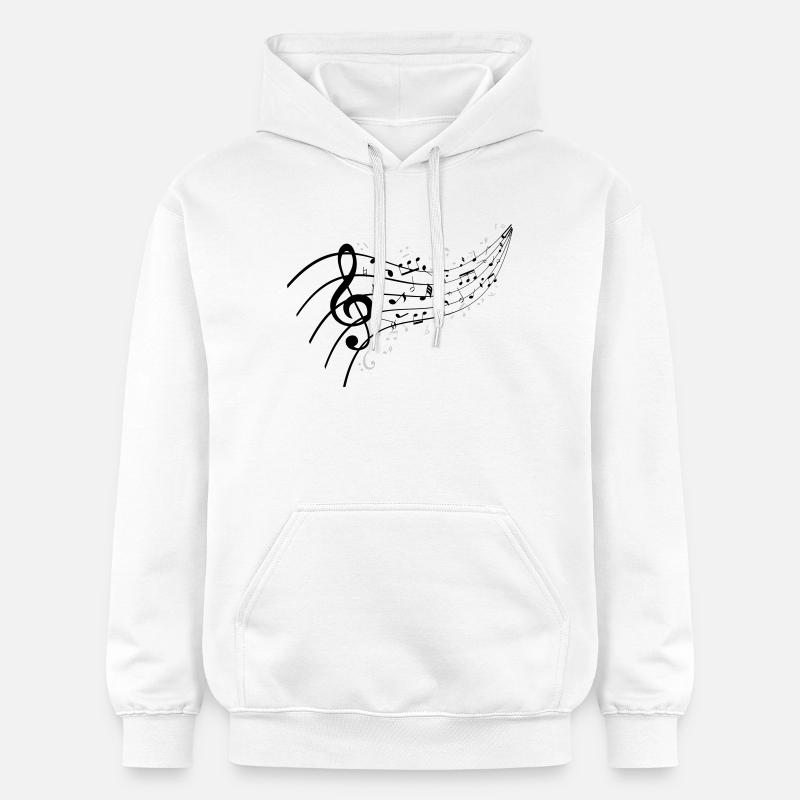 Nuit noire avec nœud musical - Sweat à capuche Softstyle® Gildan Unisexe - blanc