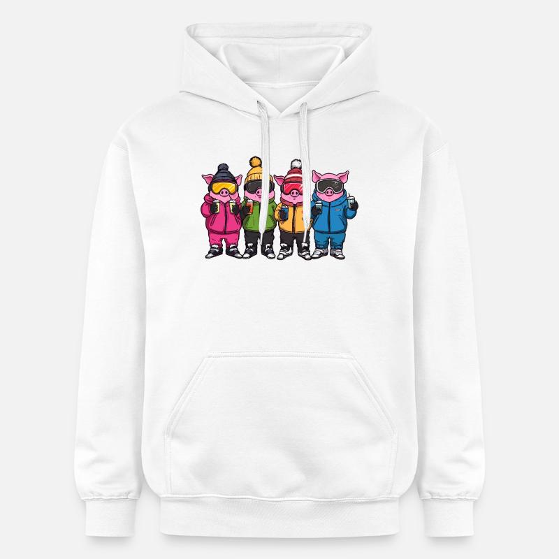 L’équipe de ski de Schweine Pistensau - Sweat à capuche Softstyle® Gildan Unisexe - blanc