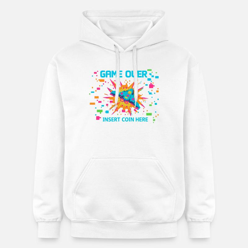 Game Over Neon Arcade Game - Sweat à capuche Softstyle® Gildan Unisexe - blanc