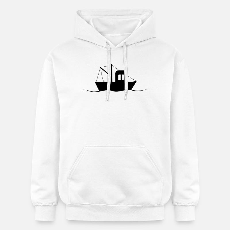 Fischkutter Silhouette, kleines Schiff - Gildan Unisex Softstyle® Midweight Hoodie - Weiß